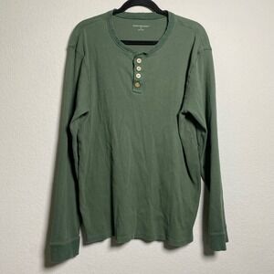 Burts Bees Baby Long Sleeve Henley Shirt Green Ribbed Size XL Lounge Layering